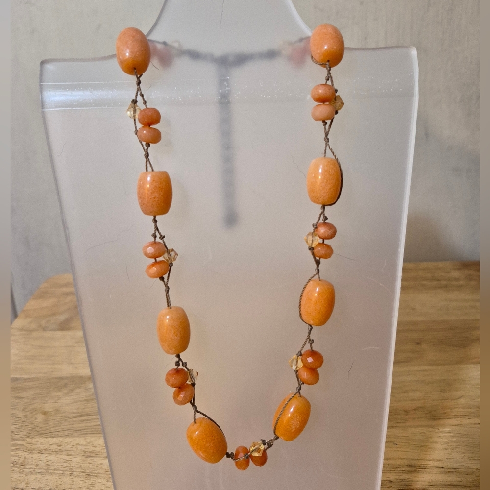 Talbots Orange Aventurine Beaded Necklace